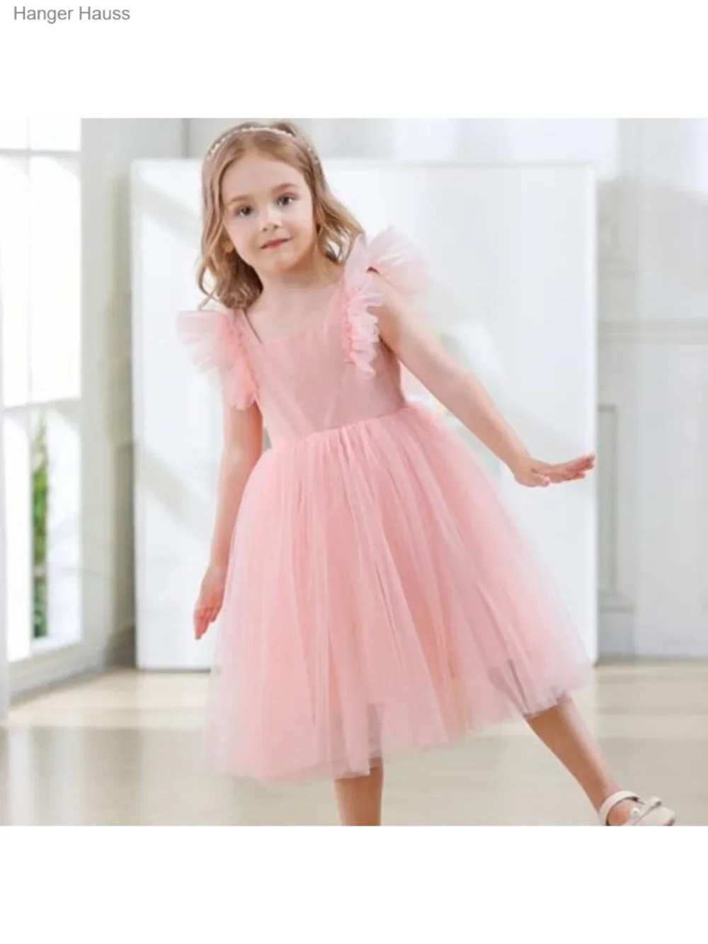 Toddler Girls Tulle A-Line Party Dress Ruffle Sleeve Formal
